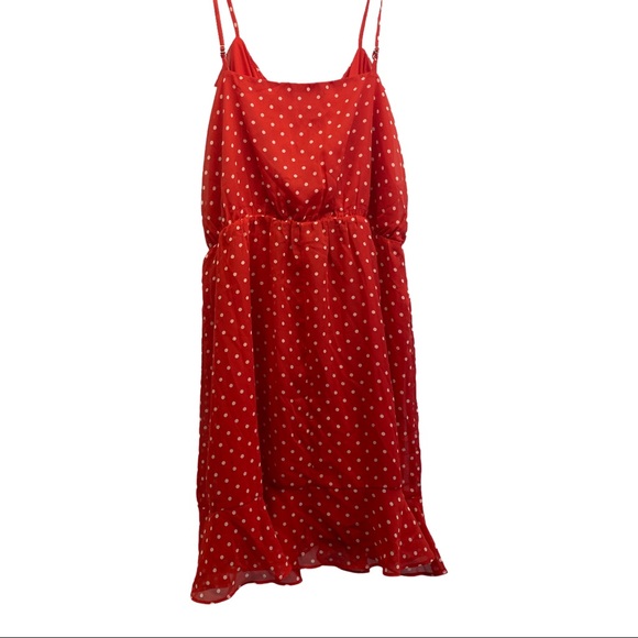 Forever 21 dress L polka dot ruffle spagheti strap red - Picture 4 of 9
